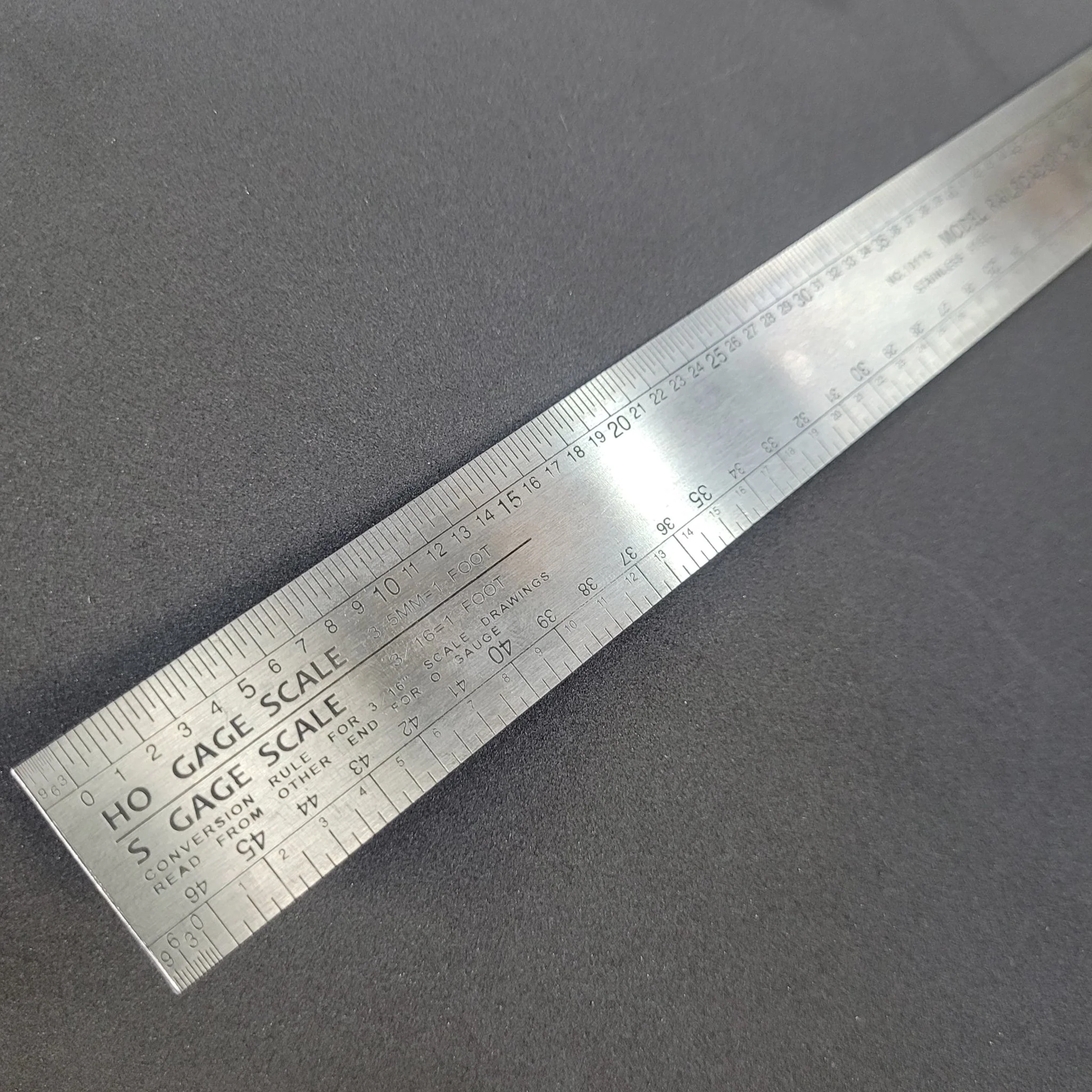 MicroLux® 12 Inch Stainless Steel Model Railroader's Rule (for N, HO, S and O Scale) - Image 5
